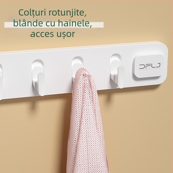 Cuier de perete fără găuri, pentru haine, cu spațiu de depozitare pentru pălării și chei