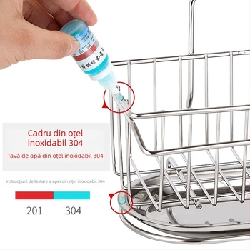 Raft de depozitare din oțel inoxidabil, montat pe perete, pentru chiuvetă, fără găuri