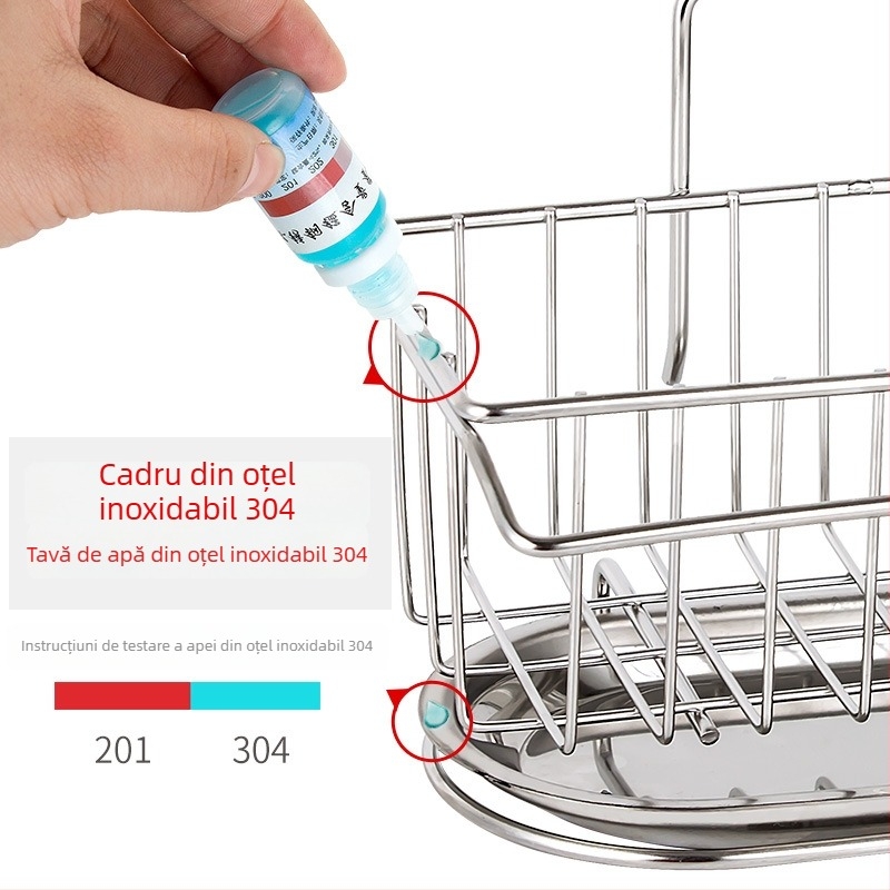 Raft de depozitare din oțel inoxidabil, montat pe perete, pentru chiuvetă, fără găuri