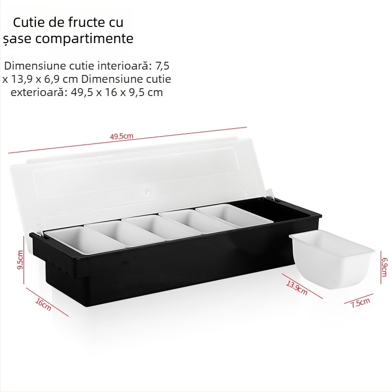 Cutie din plastic pentru condimente, compartimente pentru fructe și accesorii de bar pentru cocktail