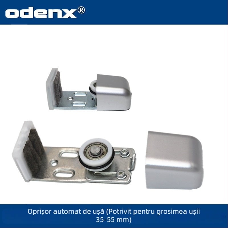Ușă automată glisantă cu senzor pentru sticlă; mecanism pentru uși din sticlă, lemn și oțel inox; roată de podea fixă și roată ghidaj