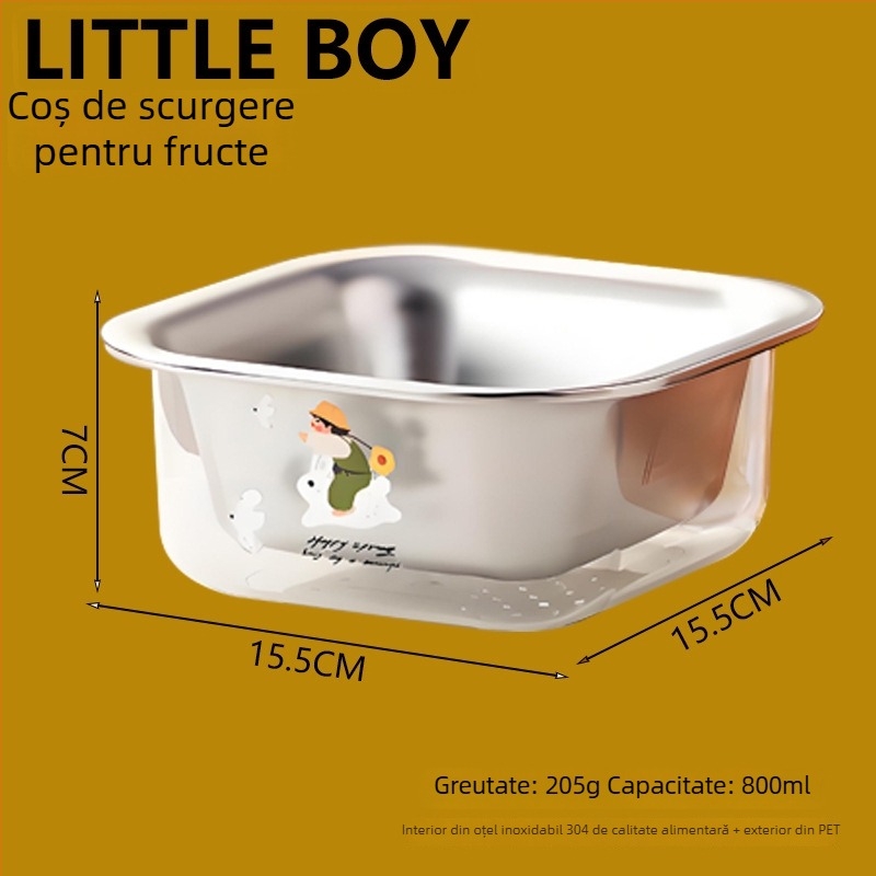 Coș de scurgere multifuncțional pentru bucătărie, pentru spălarea legumelor și fructelor, transparent, cu două niveluri, capacitate mare