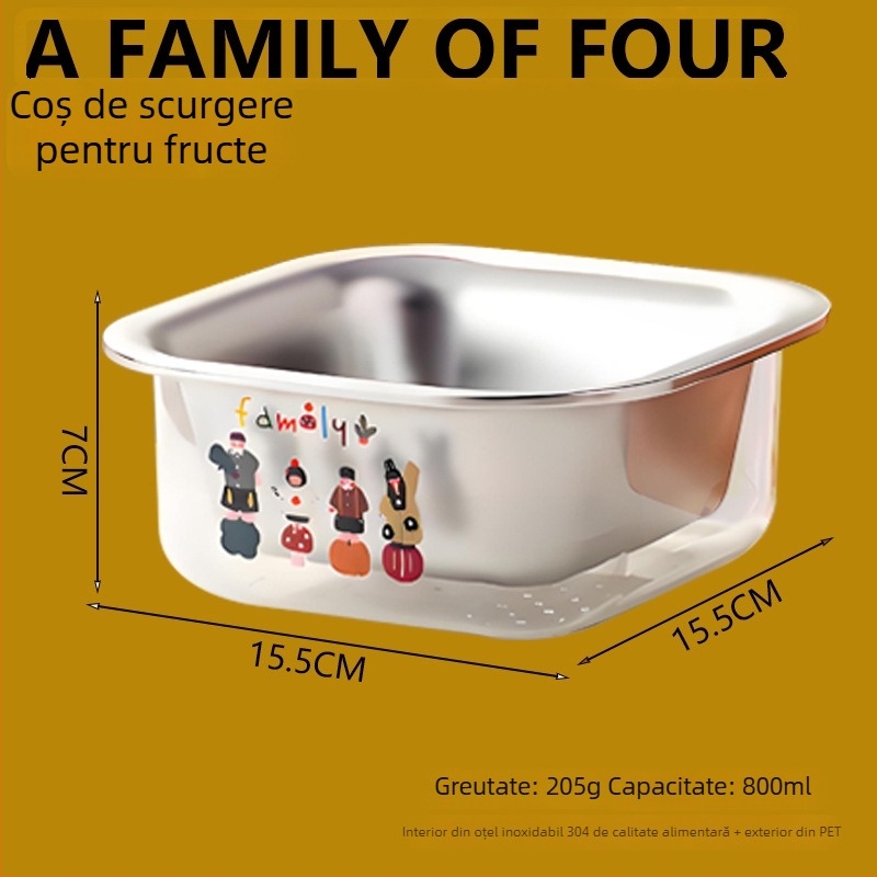 Coș de scurgere multifuncțional pentru bucătărie, pentru spălarea legumelor și fructelor, transparent, cu două niveluri, capacitate mare
