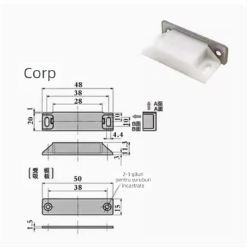 Încuietoare magnetică pentru ușa dulapului, corp din plastic, carcasă din aluminiu
