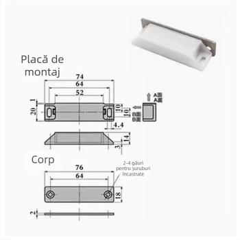 Încuietoare magnetică pentru ușa dulapului, corp din plastic, carcasă din aluminiu