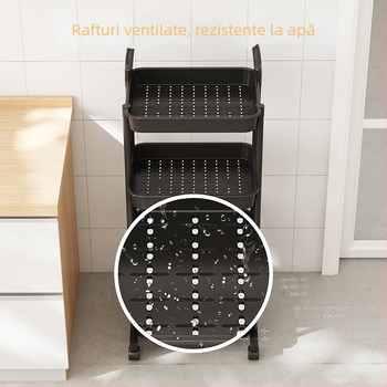 Raft de depozitare mobil cu patru etaje, cu roți și mâner, organizator pentru bucătărie și spațiu de depozitare pentru gustări