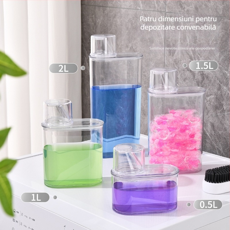 Dozator de detergent pentru haine, recipient din plastic sigilat, depozitare prafului de rufe, recipient transparent pentru produse de îngrijire, capacitate mare