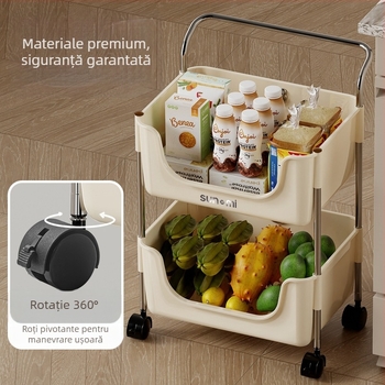Raft de depozitare mobil, 3 etaje, pentru bucătărie și sufragerie