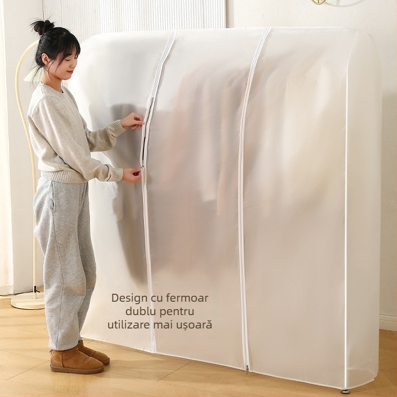 Acoperire haine 3D transparentă PEVA pentru garderobă, protecție împotriva prafului și umezelii, uz interior