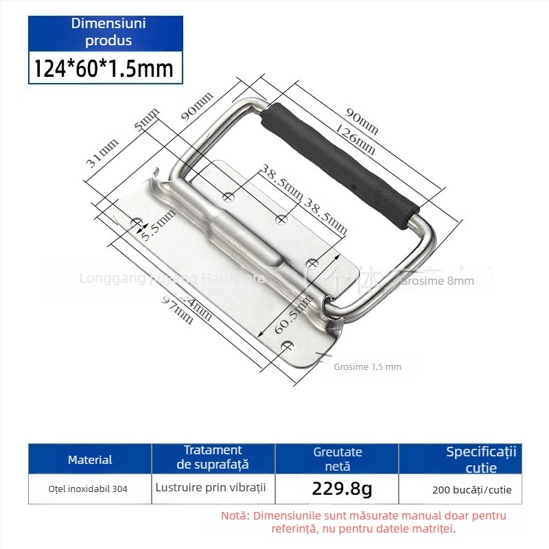 Mâner din oțel inoxidabil 304, cu design split pentru uși de dulap și sertare, cu inel de tragere mobil, mâner industrial