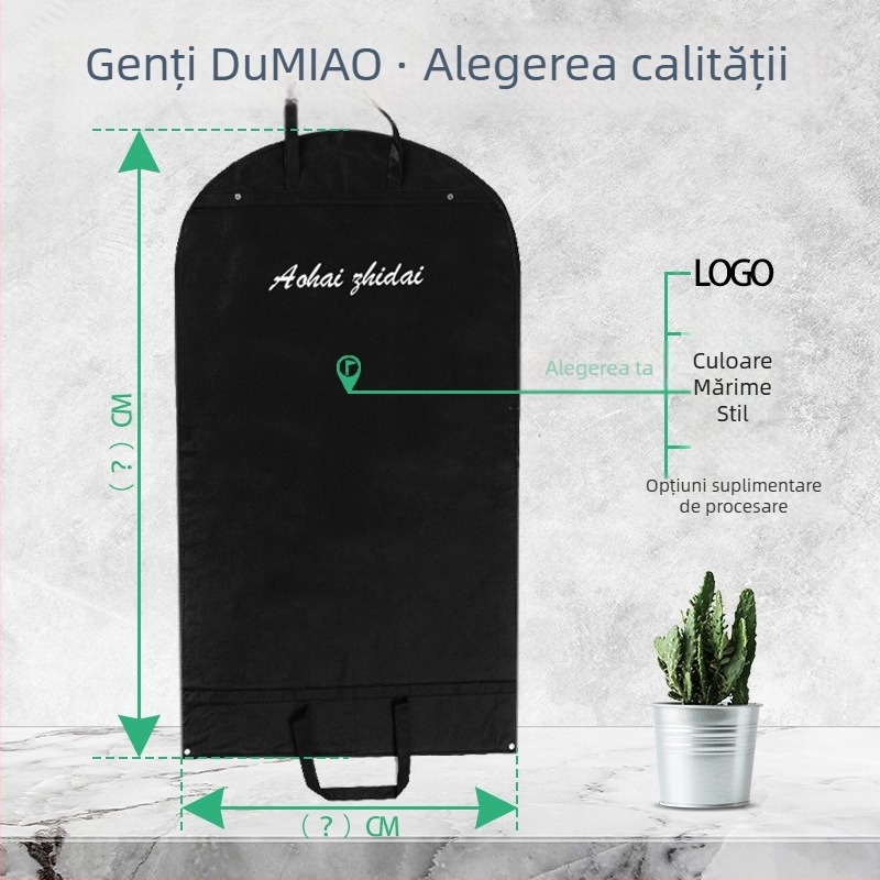 Geantă pentru costum din material nețesut, husă de protecție împotriva prafului pentru haine, husă pliabilă de depozitare, realizat la comandă