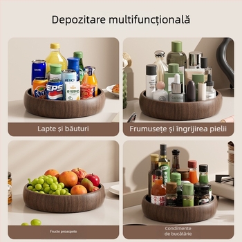 Rotativ pentru condimente – capacitate mare, suport de bucătărie pentru sticle de ulei, sare, sos și oțet, tavă organizator din plastic
