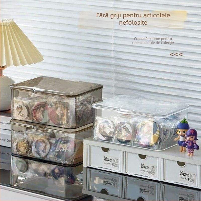 Cutie de depozitare din acrilic, transparentă, cu capac, protecție împotriva prafului, pentru expunere și organizare