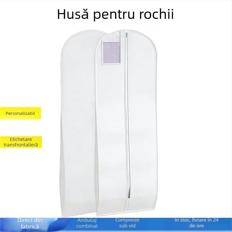 Husă de protecție împotriva prafului pentru haine, pentru uz casnic, paltoane, rochie de mireasă și costum, pliabilă