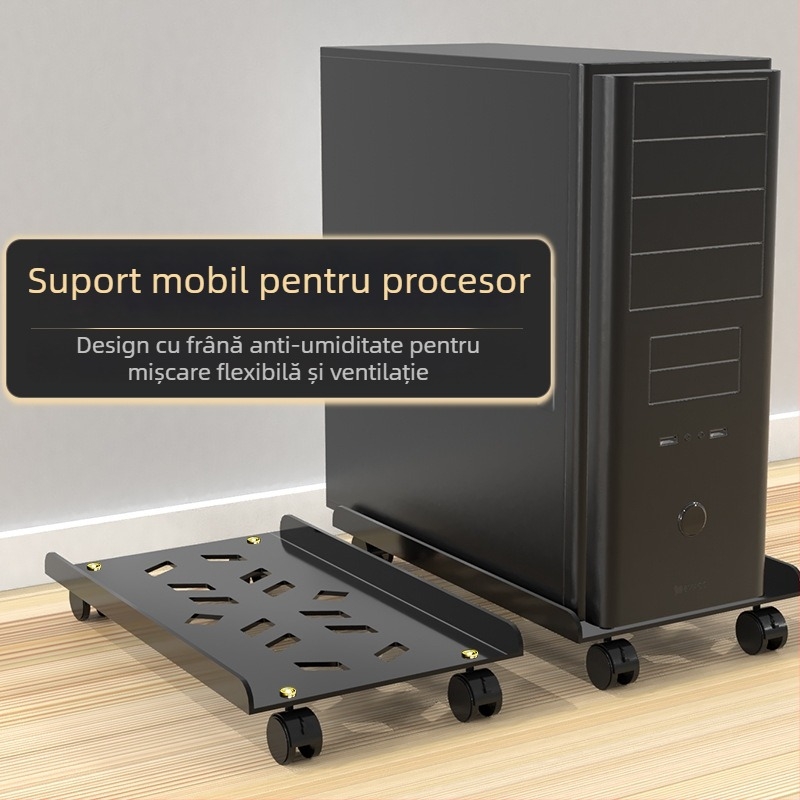 Raft mobil din oțel pentru unitatea PC, cu roți, pentru organizare și depozitare