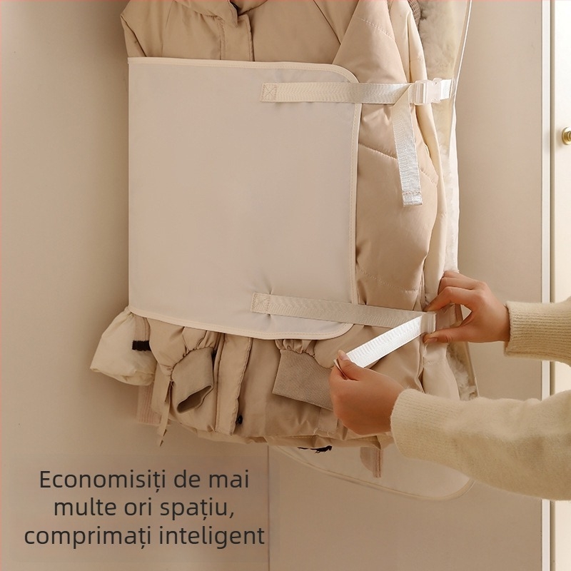 Placă de compresie pentru depozitarea hainelor, husă antipraf pentru haine, depozitare din țesătură pentru jachete din puf, paltoane și costume, geantă de depozitare pliabilă