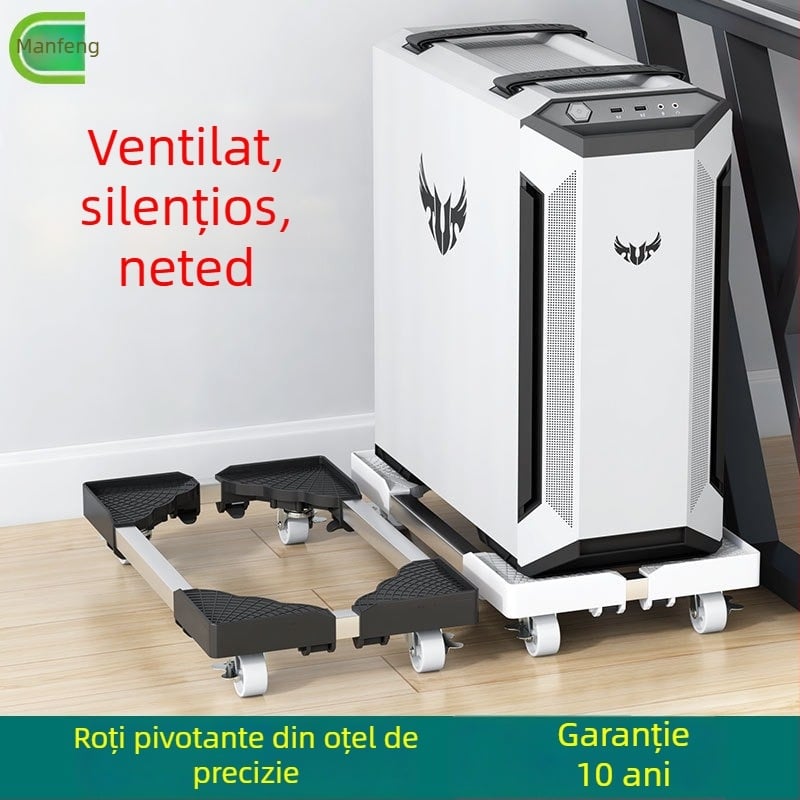 Suport reglabil pentru carcasa PC cu roți — raft mobil de depozitare pentru casă și birou