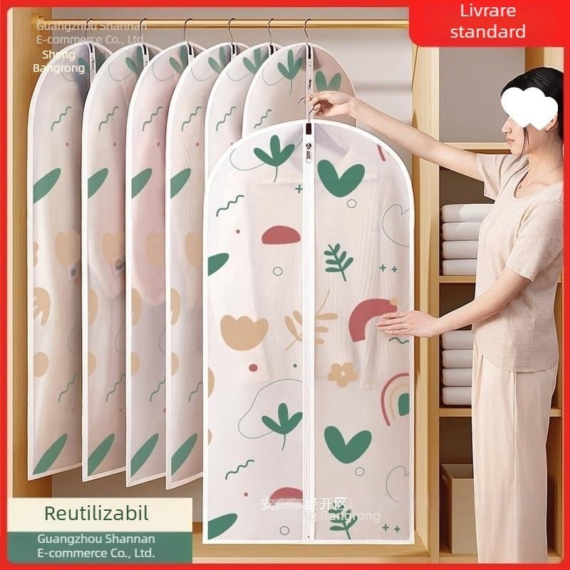 Husă transparentă de protecție împotriva prafului pentru paltoane, costume și gecile de puf, pentru agățat în garderobă