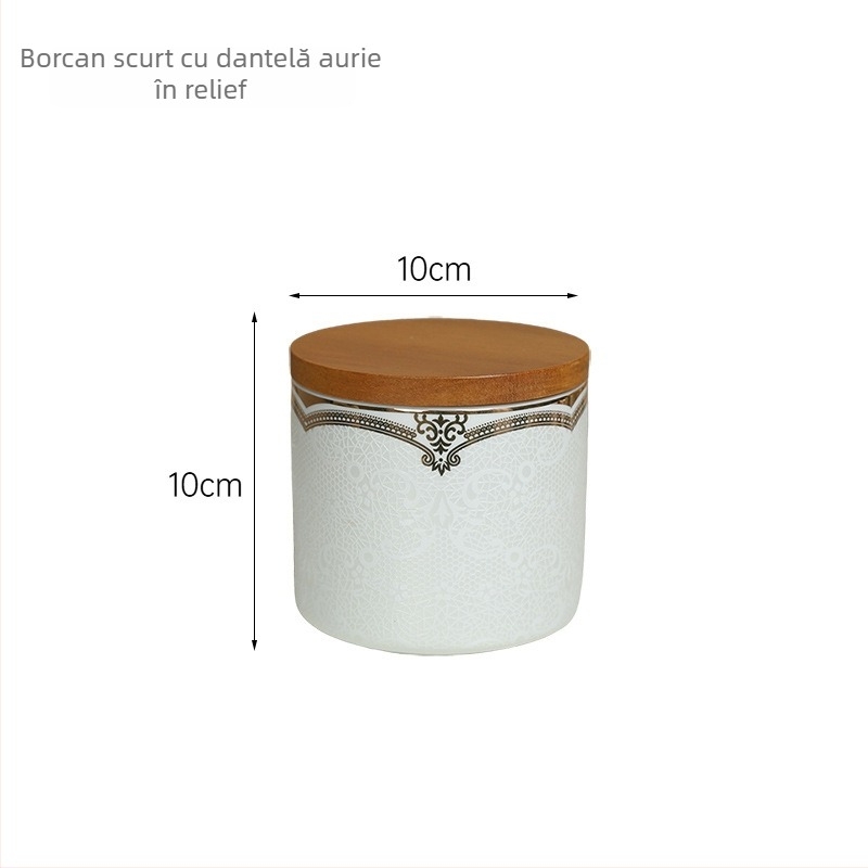 Set de borcane ceramice pentru depozitare, cu model relief și capace etanșe, în stil modern minimalist