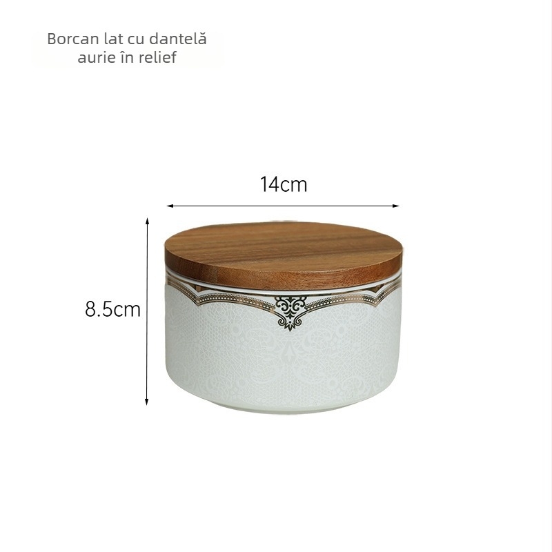 Set de borcane ceramice pentru depozitare, cu model relief și capace etanșe, în stil modern minimalist