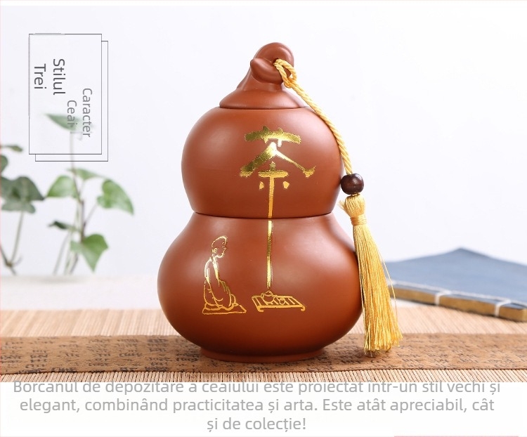 Recipient pentru ceai din lut mov, capacitate 250 g, set de ceai cu două niveluri în stil chinezesc, recipient ceramic sigilat pentru depozitare, cadou de afaceri personalizabil