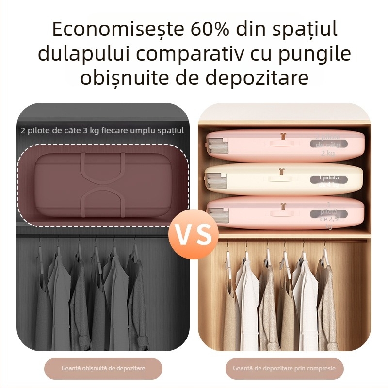 Geantă de depozitare pentru gecile cu puf, capacitate mare, pentru garderobă acasă, haine, articole din bumbac, pilote și cuverturi (geantă de compresie)