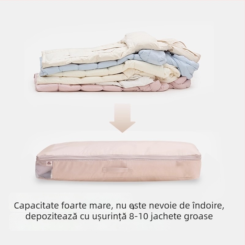 Geantă de depozitare pentru gecile cu puf, capacitate mare, pentru garderobă acasă, haine, articole din bumbac, pilote și cuverturi (geantă de compresie)