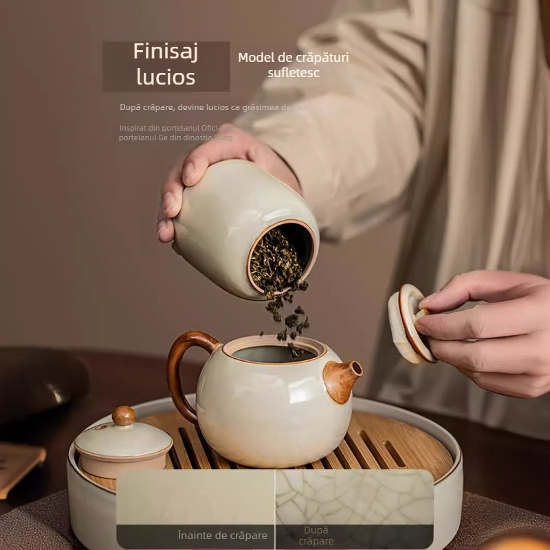 2024 Noul stil chinezesc, recipient ceramic compact pentru ceai, sigilat, portabil, depozitare Pu'er ceai