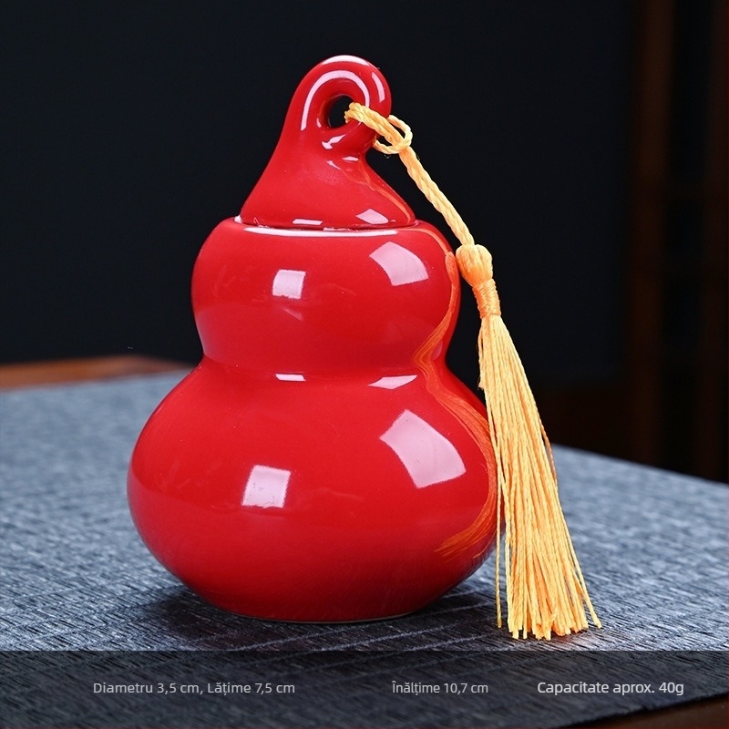 Recipient ceramic mic de ceai în formă de dovleac, cu recipient sigilat pentru depozitare, borcănel pentru pudră de tămâie, sticluță mică de medicamente și obiect decorativ de birou