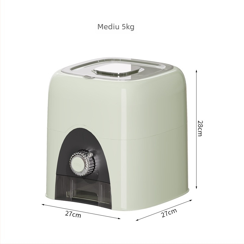 Recipient rotativ pentru orez cu dozator de măsurare – etanș, protejat praf și umezeală, aspect premium, design ușor luxos pentru depozitare orez și cereale