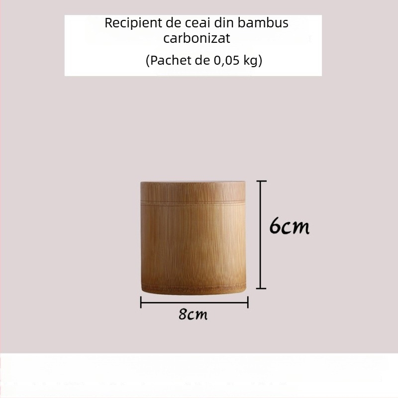 Recipient portabil pentru ceai din bambus, tub sigilat și ceașcă din bambus pentru ceremonia ceaiului