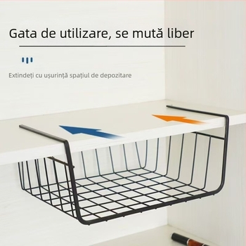 Raft de depozitare pentru bucătărie cu coș suspendat pentru condimente, un nivel, fără montaj, organizare în dulap