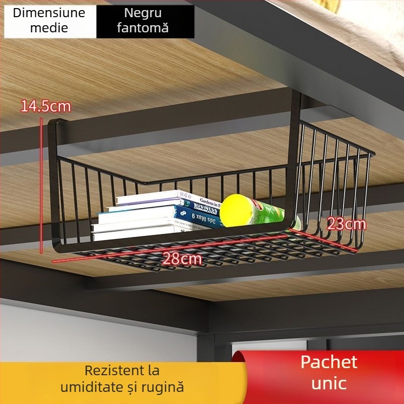 Raft de depozitare pentru bucătărie cu coș suspendat pentru condimente, un nivel, fără montaj, organizare în dulap