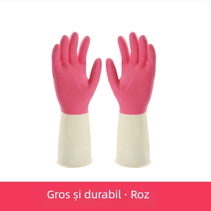 Mănuși de spălat vase din nitril – damă, bucătărie, durabile pentru treburile casnice, iarnă, îngroșate, antiderapante, lungi, impermeabile