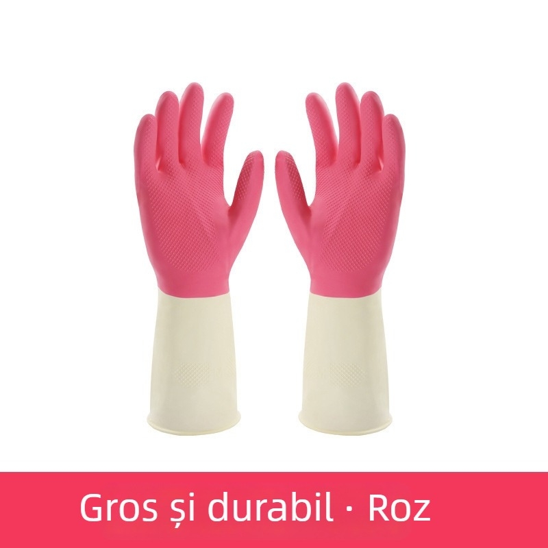 Mănuși de spălat vase din nitril – damă, bucătărie, durabile pentru treburile casnice, iarnă, îngroșate, antiderapante, lungi, impermeabile