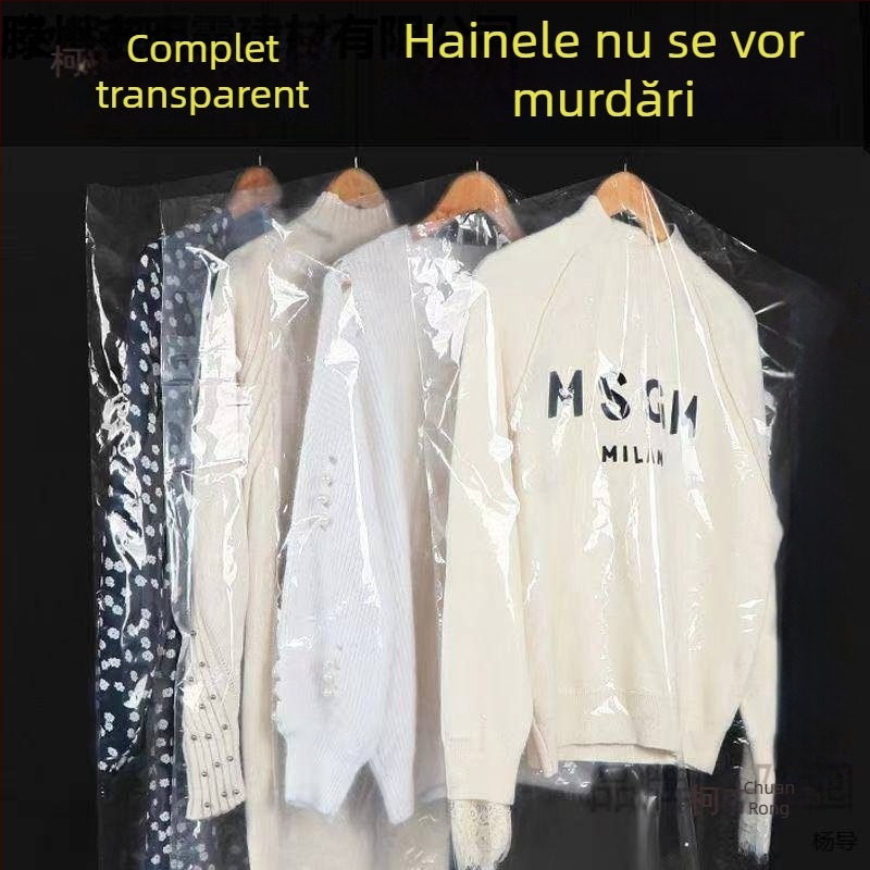 sanmushi Husă transparentă din plastic pentru haine, de unică folosință, protecție împotriva prafului, pentru haine de agățat