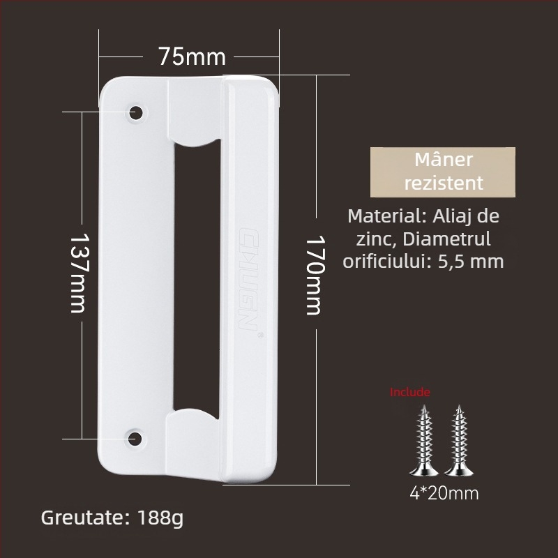 Top Valley mâner din aluminiu cu întrerupere termică pentru uși și ferestre – aliaj de zinc, pentru uși și ferestre glisante, model LS Spring Light
