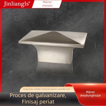 Mâner modern pentru ușă de dulap, dreptunghiular, cu două găuri, din aliaj de zinc, finisaj satinat