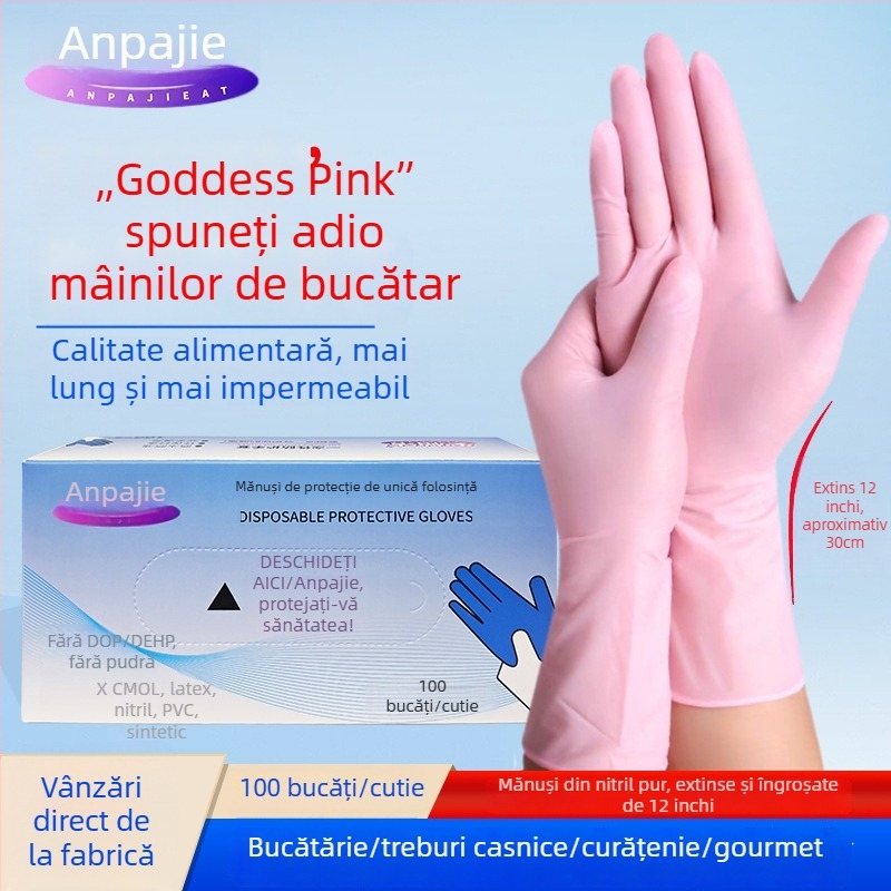 Mănuși nitril, 12 inch, extra-lungi, groase, de calitate alimentară, pentru bucătărie, spălat vase și curățenie casnică, impermeabile și rezistente la ulei