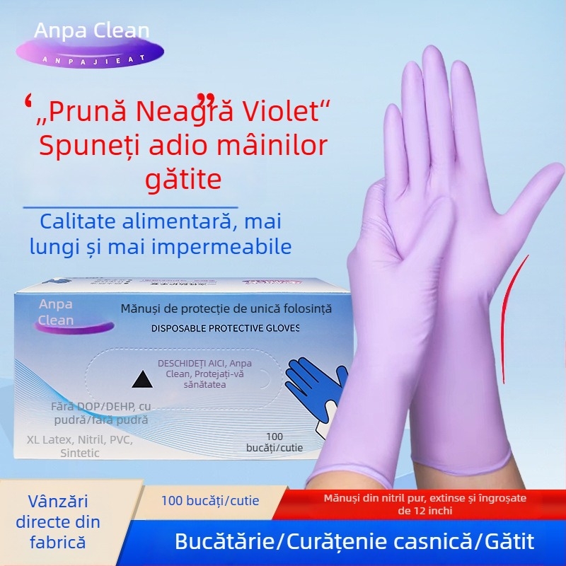 Mănuși nitril, 12 inch, extra-lungi, groase, de calitate alimentară, pentru bucătărie, spălat vase și curățenie casnică, impermeabile și rezistente la ulei