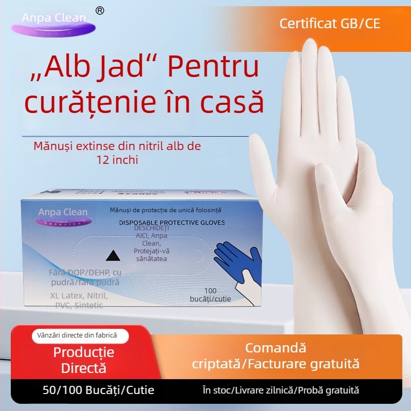 Mănuși nitril, 12 inch, extra-lungi, groase, de calitate alimentară, pentru bucătărie, spălat vase și curățenie casnică, impermeabile și rezistente la ulei