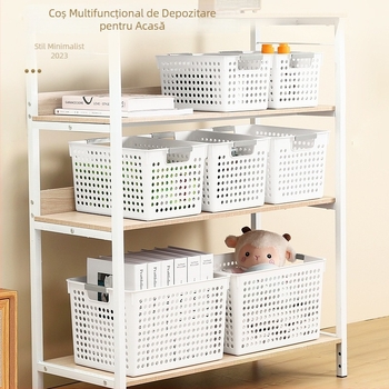 Cutie de depozitare din plastic pentru obiecte diverse — model în carouri, capacitate 12, fără capac, stil minimalist modern