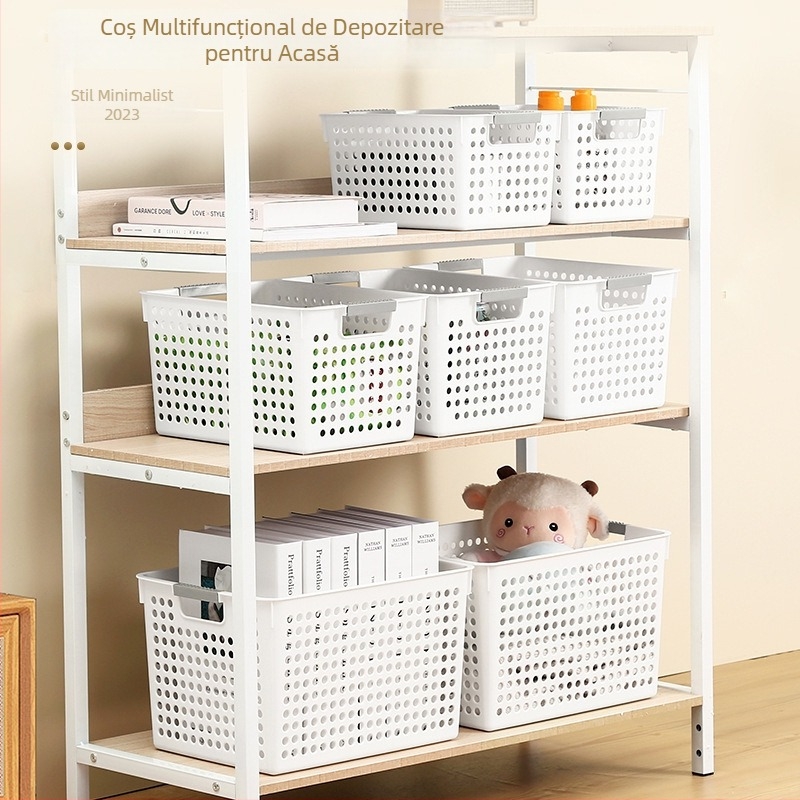 Cutie de depozitare din plastic pentru obiecte diverse — model în carouri, capacitate 12, fără capac, stil minimalist modern