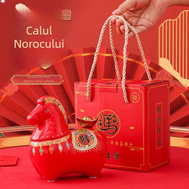 Container ceramic etanș pentru ceai, borcan de depozitare și pușculiță, cadou cu siglă a companiei într-o cutie cadou
