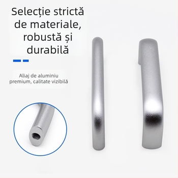 Mâner pentru dulap din aliaj de aluminiu, finisaj oxidat argintiu, design U pentru dulapuri industriale