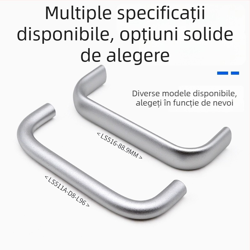 Mâner pentru dulap din aliaj de aluminiu, finisaj oxidat argintiu, design U pentru dulapuri industriale