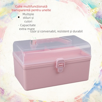 Cutie de depozitare multifuncțională din PP pentru manichiură, îngrijire a părului, materiale de artă și medicamente — cutie cu două niveluri, portabilă
