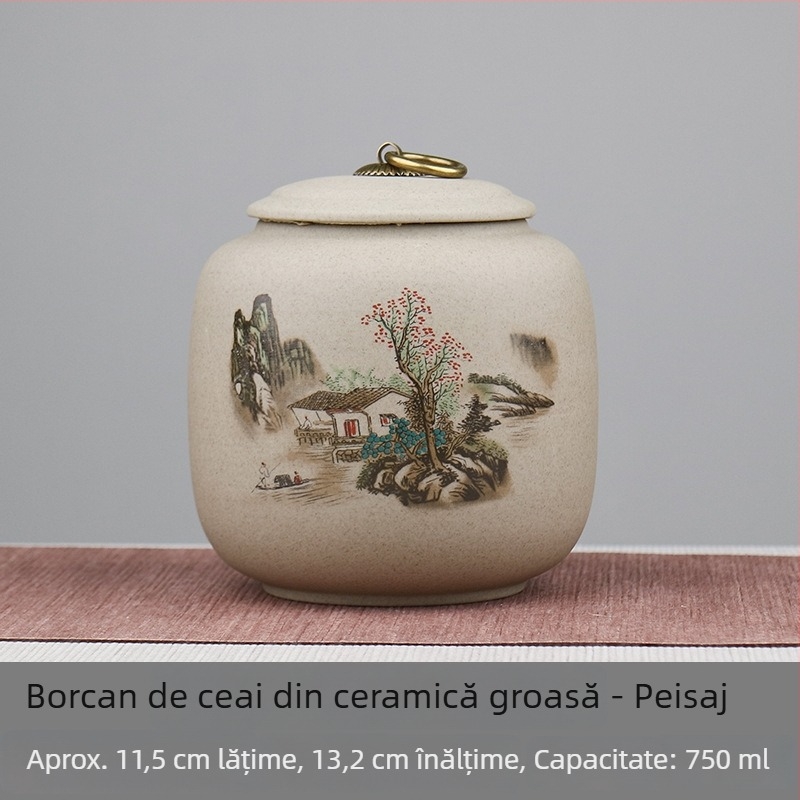 Recipient sigilat pentru ceai din ceramică, cutie de ceai premium pentru depozitare Pu'er