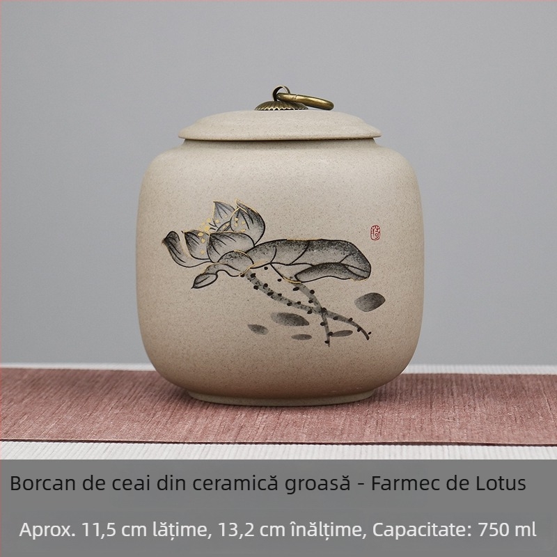 Recipient sigilat pentru ceai din ceramică, cutie de ceai premium pentru depozitare Pu'er