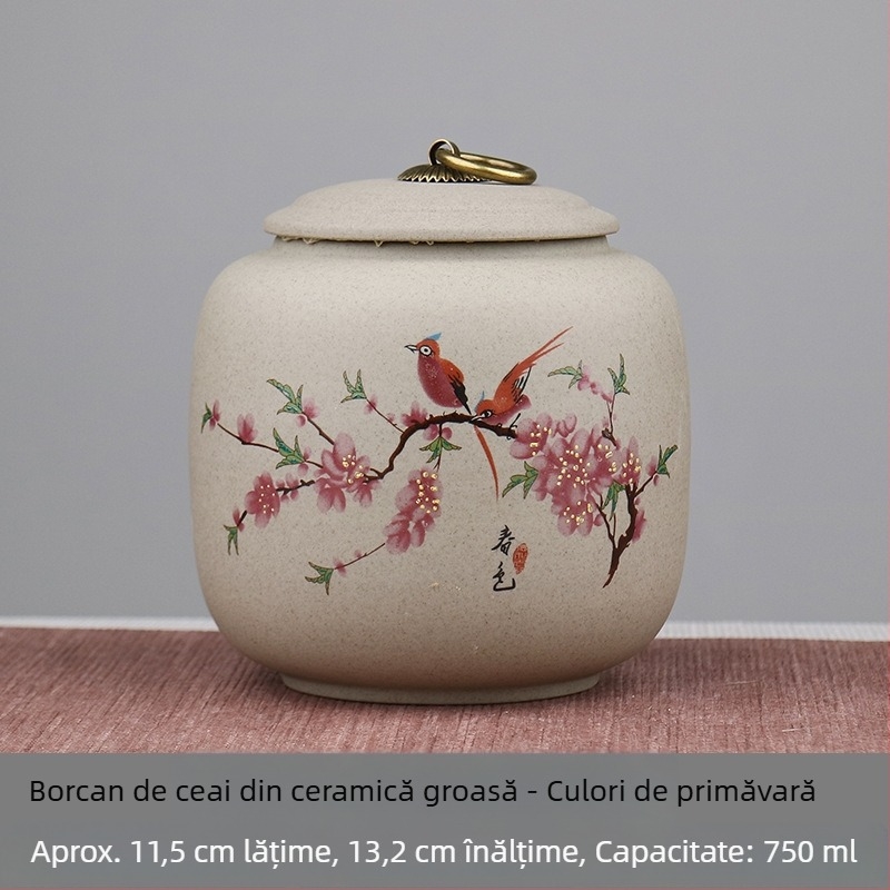 Recipient sigilat pentru ceai din ceramică, cutie de ceai premium pentru depozitare Pu'er